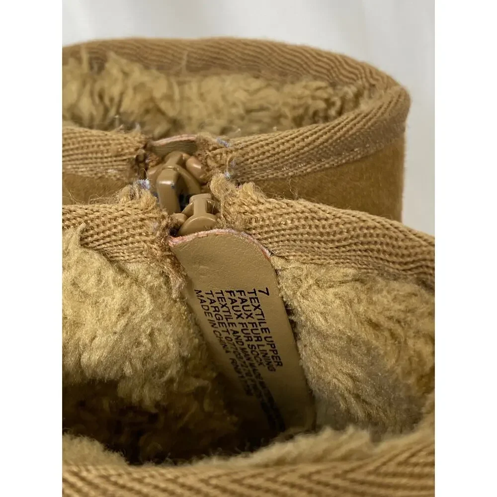 Cat & Jack Toddler Zip Up Suede Boots Tan Size 7